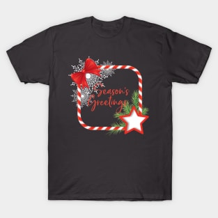 Season's Greeting Candy Cane Frame T-Shirt